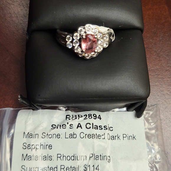 Bomb Party rhodium plated pink sapphire size 8 - Picture 2 of 2